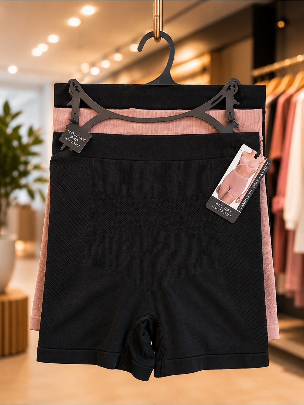🌙✨🆕🏷️Nicole Miller Seamless Shaping Shorts Set Black and Nude